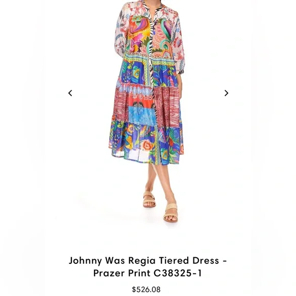 Johnny Was Bright Multicolor Patchwork Midi Dress - Picture 2 of 7
